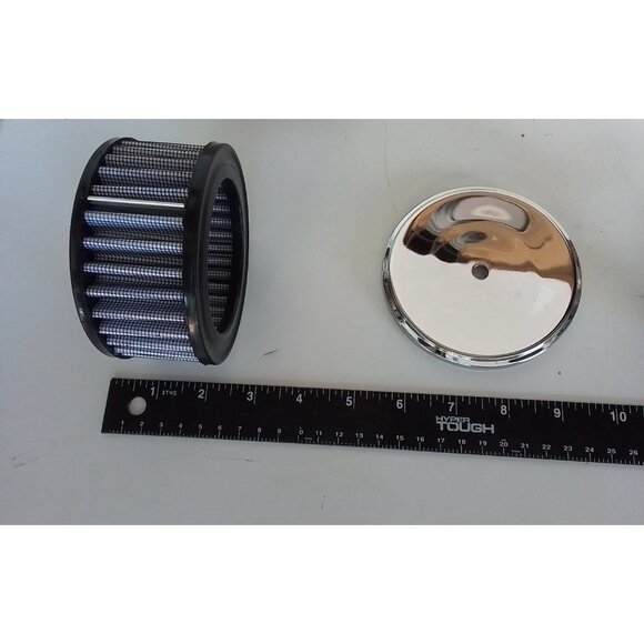 Chrome Air Cleaner Filter Filter 4" x 2" assembly for carburetor W/ 2 5/8" 2 5/1 - Picture 8 of 9